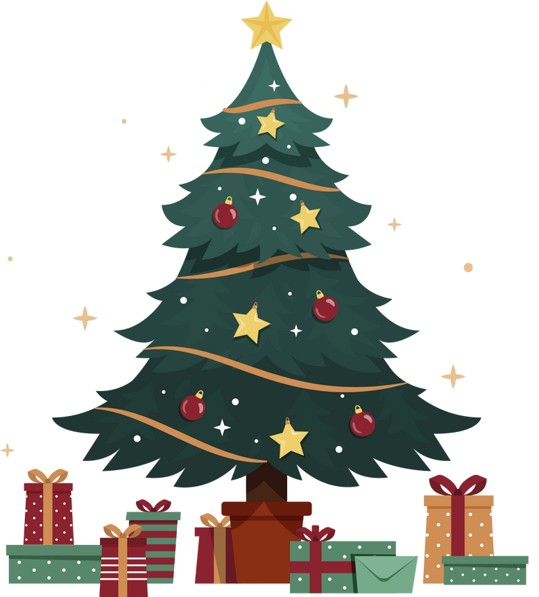 Christmas Tree with Gifts Illustration